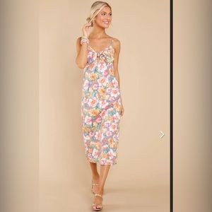 Feelings Show Ash Blue Multi Floral Midi Dress by LUSH SZ S